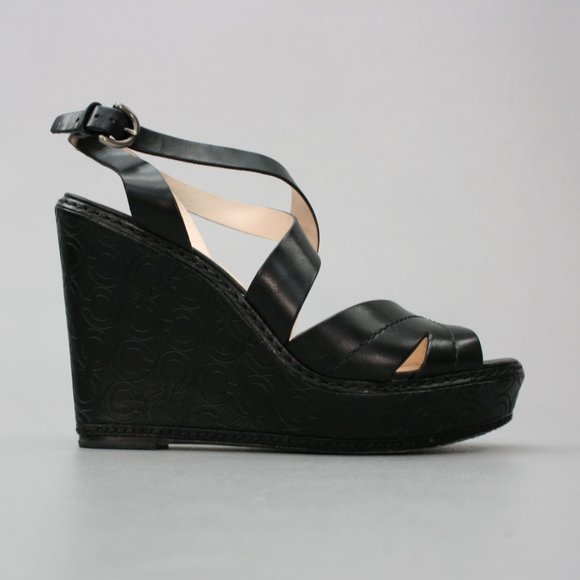 Coach Ladies 7 B Madeline Vachetta Signature-C Logo Slingback Wedge Sandals - Picture 4 of 12